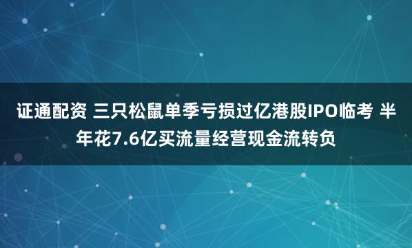 证通配资 三只松鼠单季亏损过亿港股IPO临考 半年花7.6亿买流量经营现金流转负